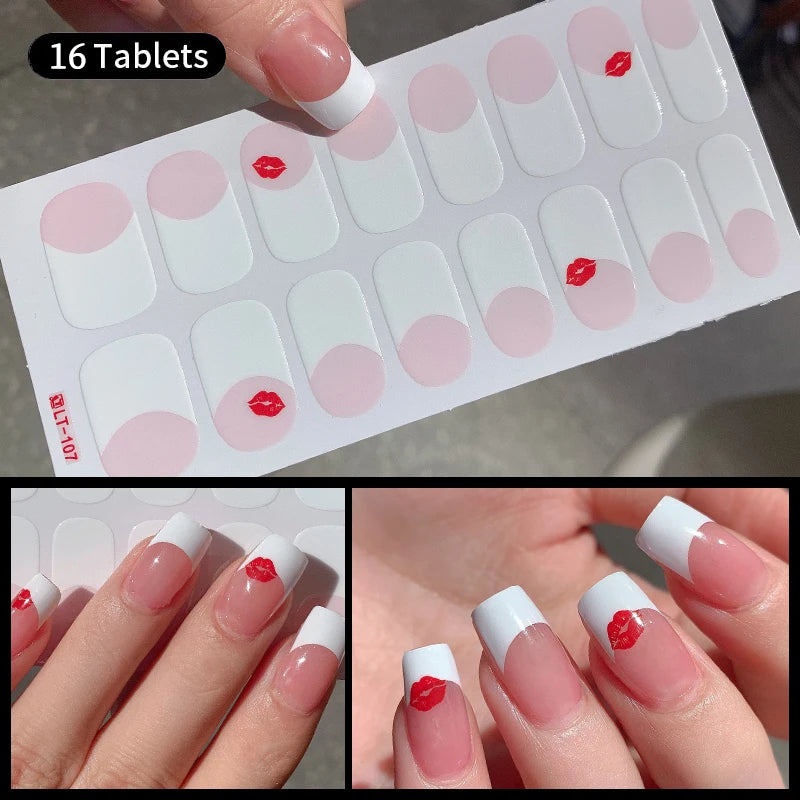 Sparkling Full Cover Nail Stickers – Self-Adhesive Designer Nails and Lamp