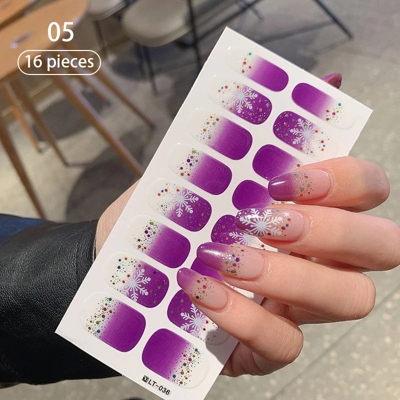 Sparkling Full Cover Nail Stickers – Self-Adhesive Designer Nails and Lamp