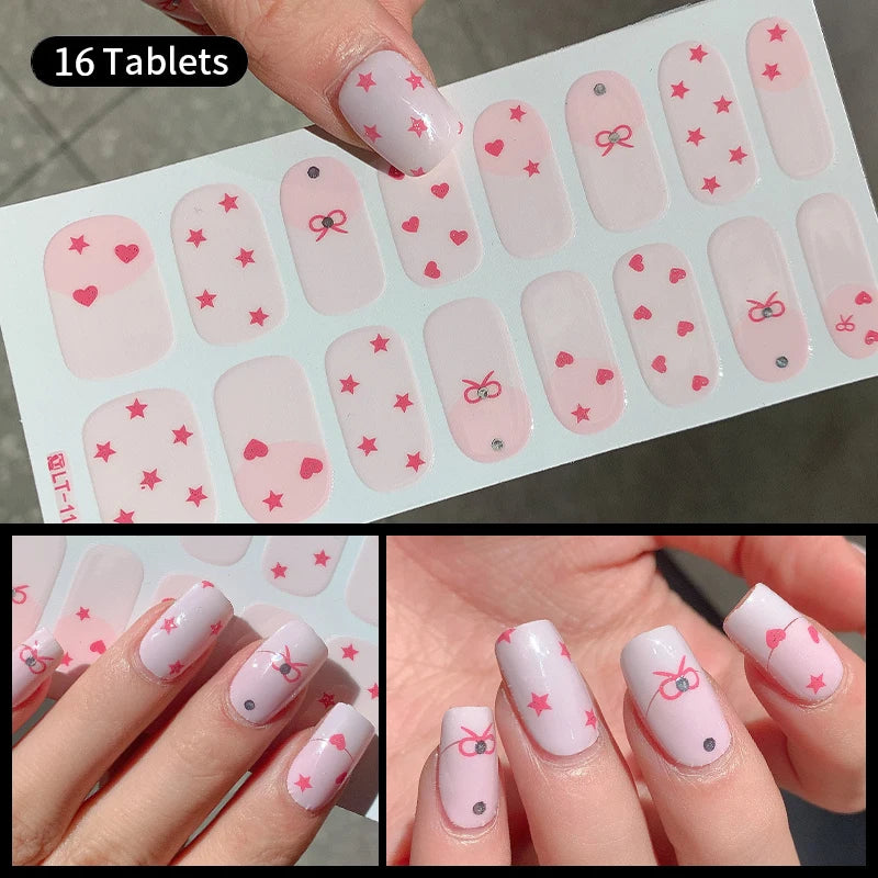 Sparkling Full Cover Nail Stickers – Self-Adhesive Designer Nails and Lamp