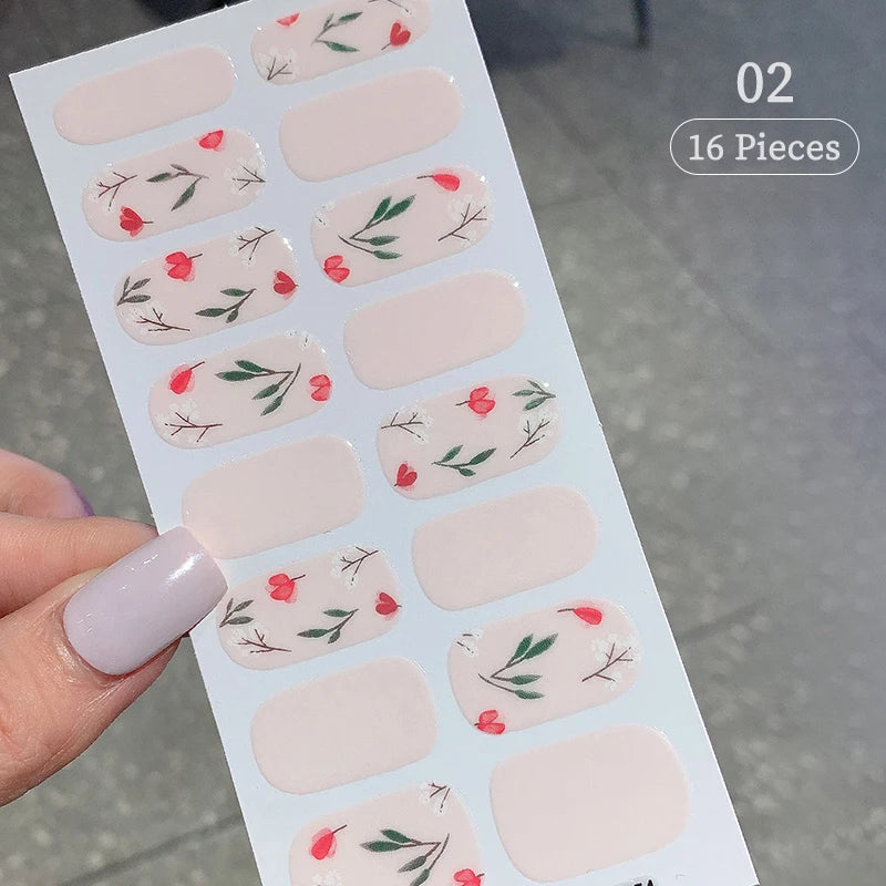 Sparkling Full Cover Nail Stickers – Self-Adhesive Designer Nails and Lamp