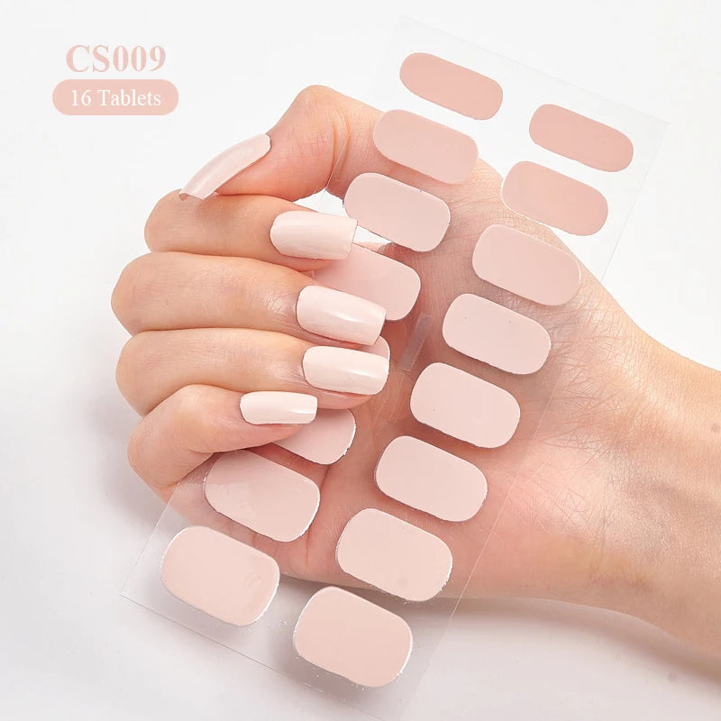 Sparkling Full Cover Nail Stickers – Self-Adhesive Designer Nails and Lamp