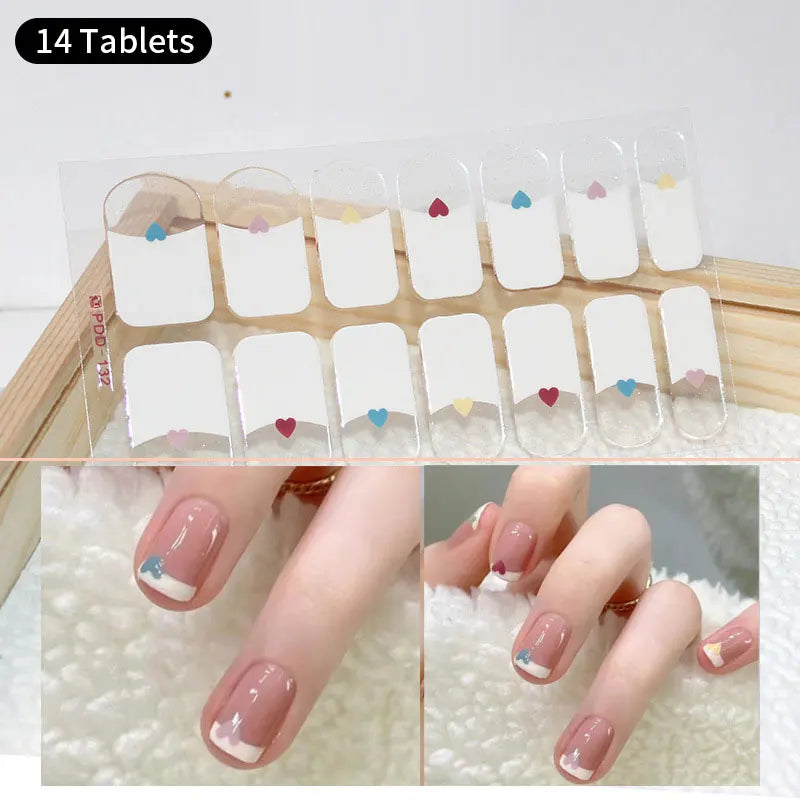 Sparkling Full Cover Nail Stickers – Self-Adhesive Designer Nails and Lamp