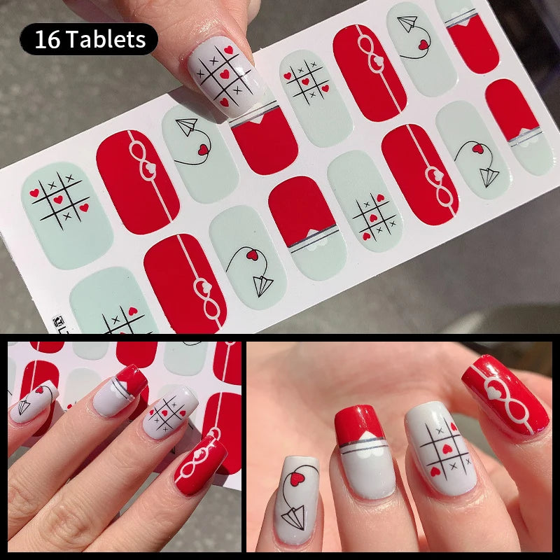 Sparkling Full Cover Nail Stickers – Self-Adhesive Designer Nails and Lamp