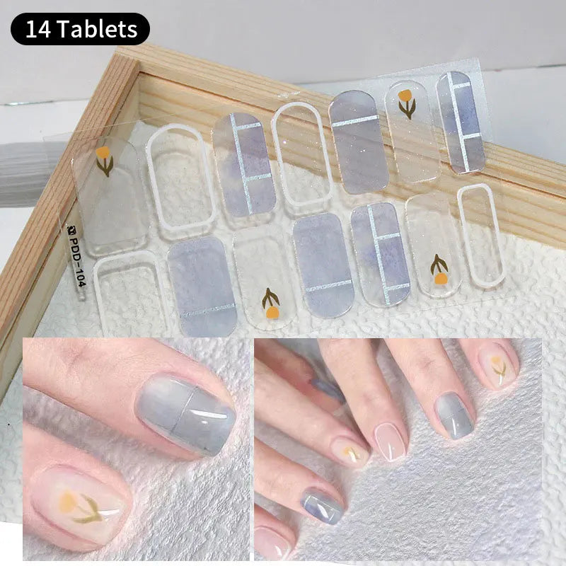 Sparkling Full Cover Nail Stickers – Self-Adhesive Designer Nails and Lamp