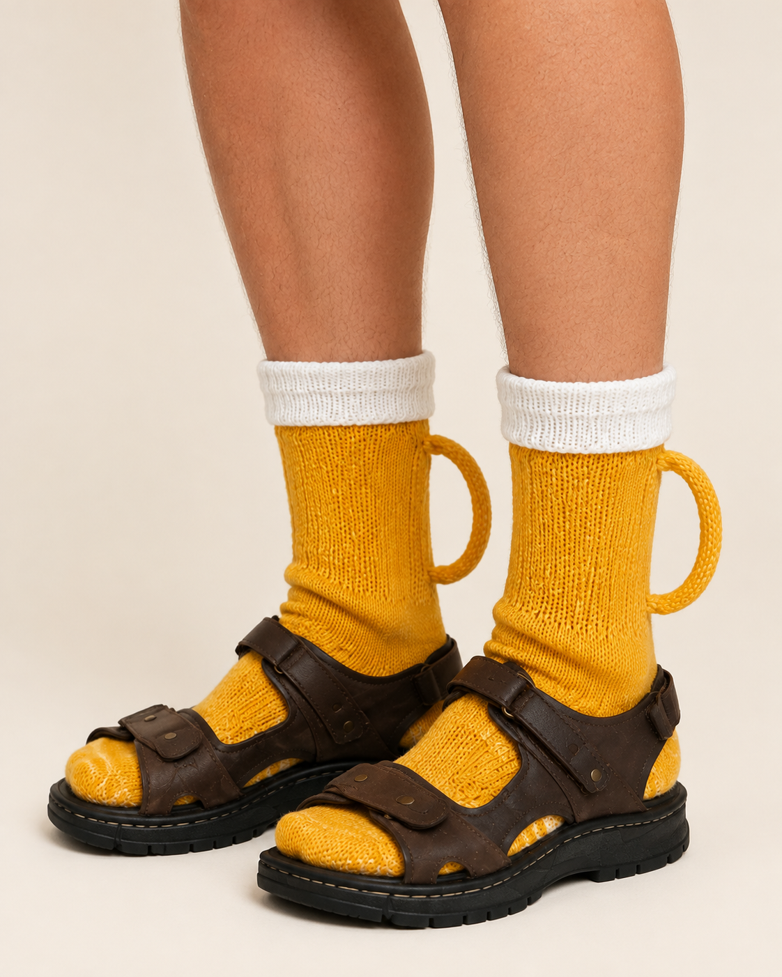 Beer mug socks product photo — front three-quarter view